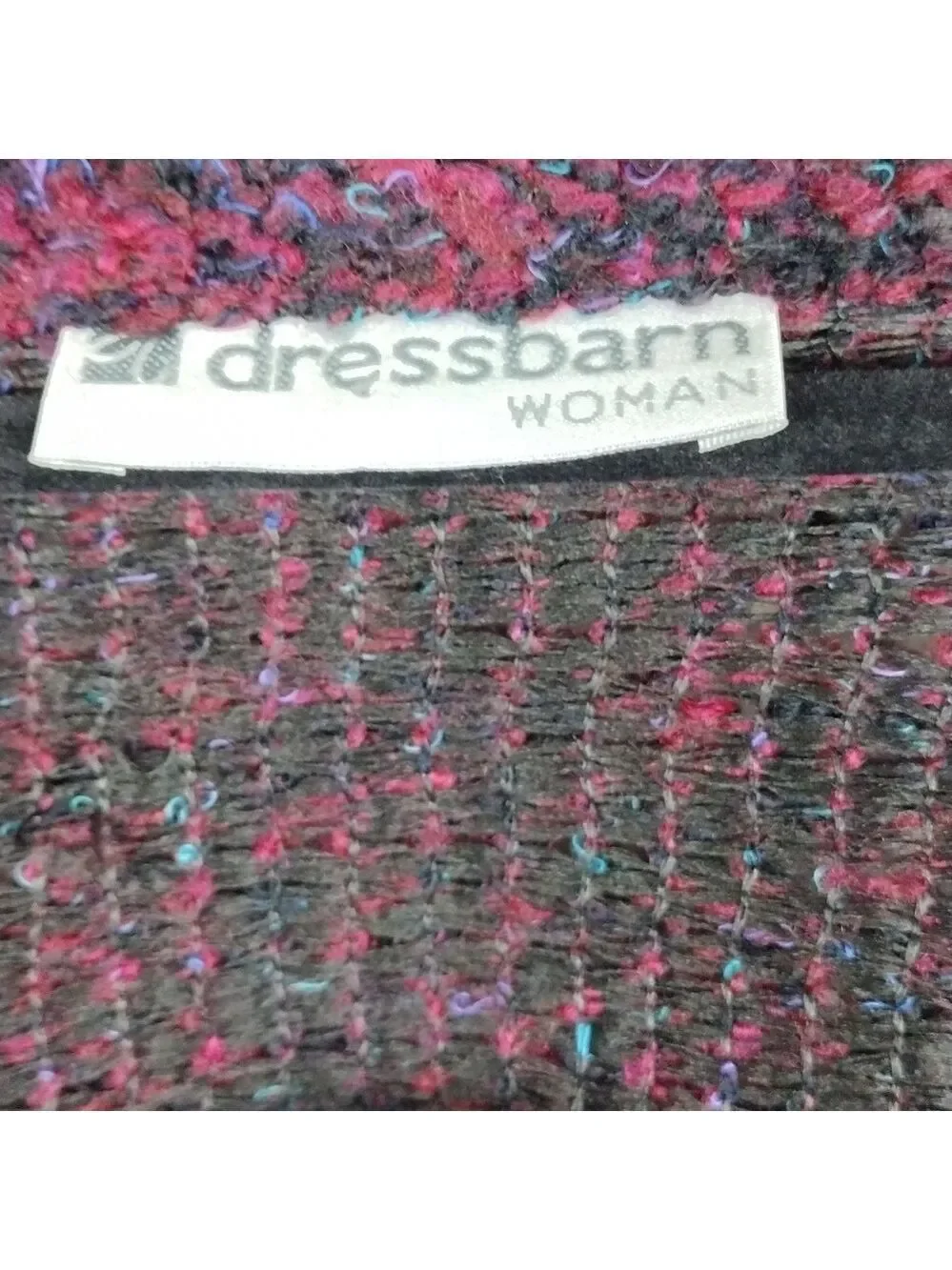 Dressbarn Woman Burgundy Knit  Collared Long Sleeve Button Up Cardigan Jacket